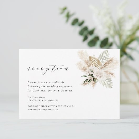 ボホパンパモダンスグリーンのウェディングレセプターカード 出欠カード (スタンド正面)