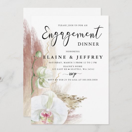 ボホパンパ素朴スグラスオーキッド婚約パーティ 招待状 (正面/裏面)