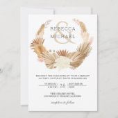 ボホパンパ素朴スグラスリースドライパーム結婚ズ 招待状 (正面)