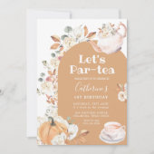 ボホパンプキンパルティー誕生日ティーパーティーガール 招待状 (正面)