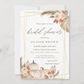 ボホパンプキンパンパスグラスジオメトリックブライダルシャワー 招待状 (正面)