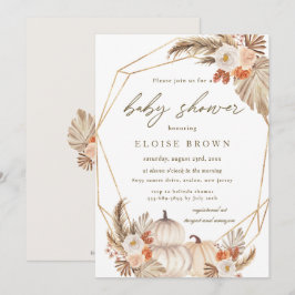 ボホパンプキンパンパスグラスフローラベイビーシャワーインヴィ 招待状