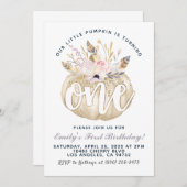 ボホパンプキンファースト誕生日招待状 招待状 (正面/裏面)