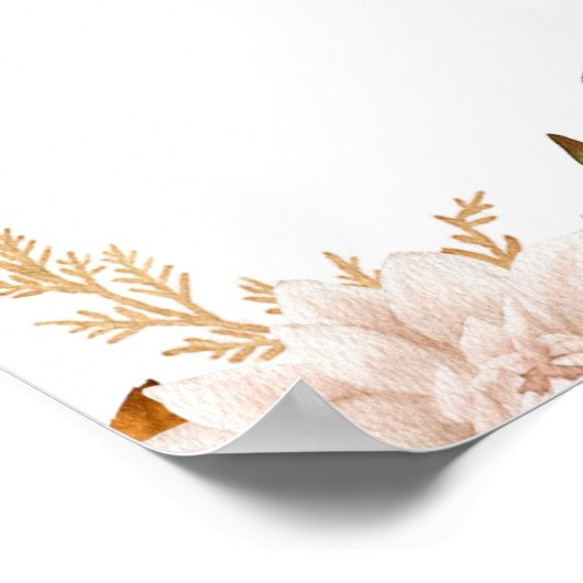 ボホパンプキンフローラ秋ベビーシャワーウェルカムサイン ポスター (角)