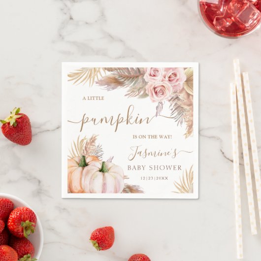 ボホパンプキンフローラ秋ベビーシャワーナプキンス スタンダードカクテルナプキン (インサイチュ)