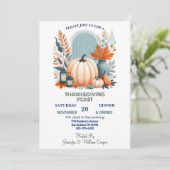 ボホパンプキンリーフオータムフローラサンクスギビング 招待状 (スタンド正面)