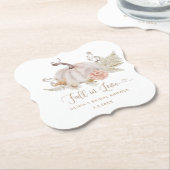 ボホパンプキン秋インブライダルシャワー ペーパーコースター (アングル)