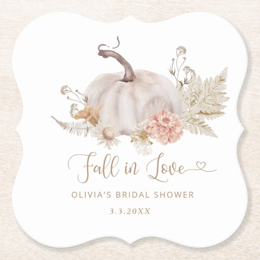 ボホパンプキン秋インブライダルシャワー ペーパーコースター (正面)