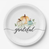ボホパンプキン秋ウォーターカラー感謝感謝祭 ペーパープレート (正面)