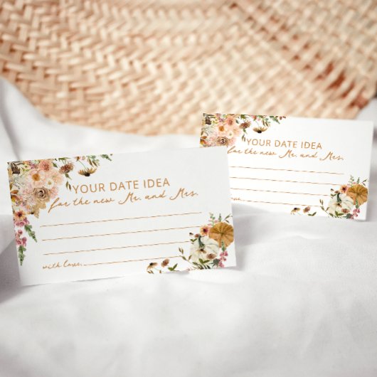 ボホパンプキン秋デイトナイトアイディアブライダルシャワー エンクロージャーカード