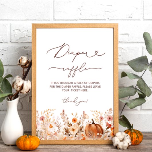 ボホパンプキン秋フローラベビーシャワーおむつラッフル ポスター