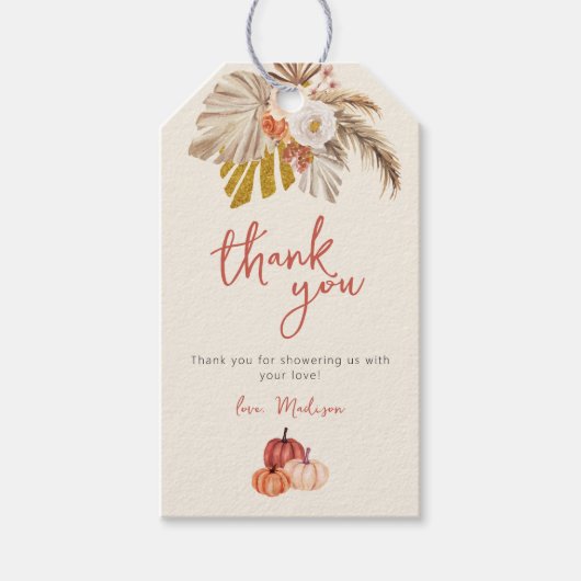 ボホパンプキン秋ラブベビーありがとう ギフトタグ (正面)