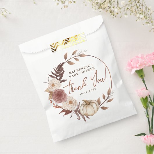 ボホパンプキン秋秋フローラガールベビーシャワー フェイバーバッグ (封をした状態)