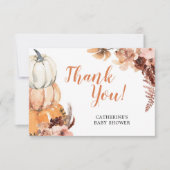 ボホパンプキ素朴ンベビーシャワーサンキューカード サンキューカード (正面)