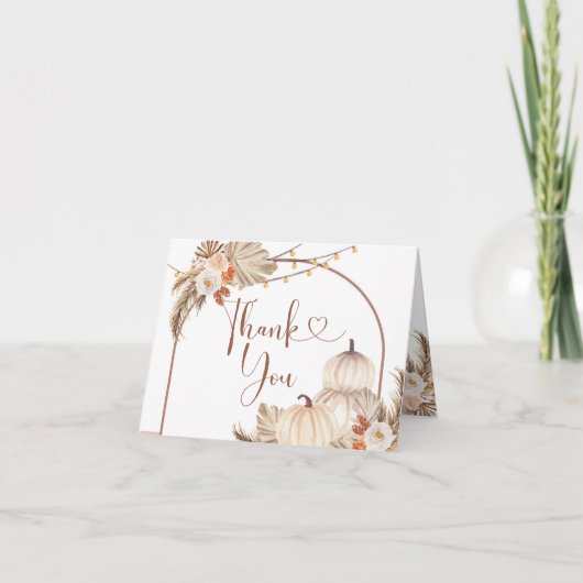 ボホパンプキ素朴ン秋インラブフォールディングカード サンキューカード (正面)