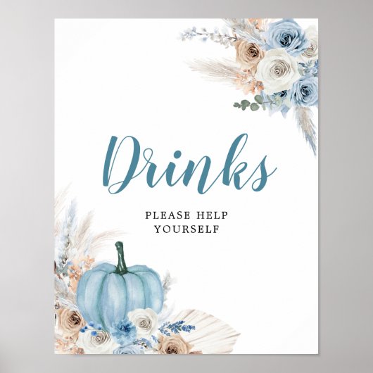 ボホパンプキ素朴ン秋ベビーシャワードリンクサイン ポスター (正面)