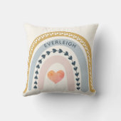 ボホパーソナライズされたウォーターカラーレインボーネームガール クッション (裏面)