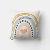 ボホパーソナライズされたウォーターカラーレインボーネームガール クッション (正面)