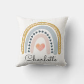 ボホパーソナライズされたウォーターカラーレインボーネームガール クッション (裏面)