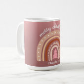 ボホパーソナライズされたウォーターカラーレインボーネームガール コーヒーマグカップ (正面左)