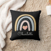 ボホパーソナライズされたウォーターカラーレインボーブラックスロー クッション (ブランケット)