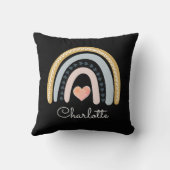 ボホパーソナライズされたウォーターカラーレインボーブラックスロー クッション (裏面)