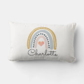 ボホパーソナライズされたウォーター色レインボーガール ランバークッション (裏面)