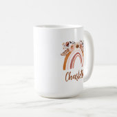 ボホパーソナライズされたウータカラー虹 コーヒーマグカップ (正面右)