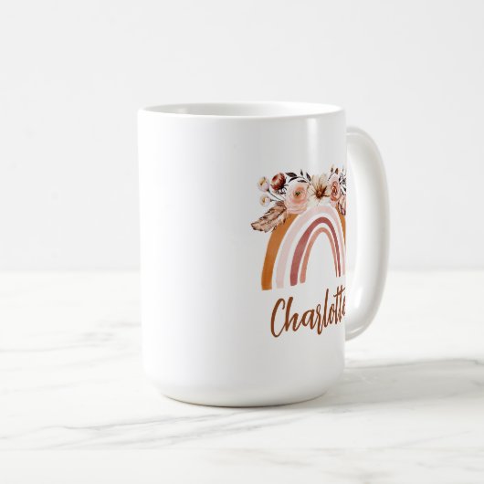 ボホパーソナライズされたウータカラー虹 コーヒーマグカップ (正面右)
