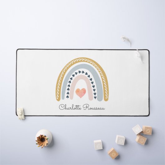 ボホパーソナライズされたウータカラー虹 デスクマット (キッズテーブル)