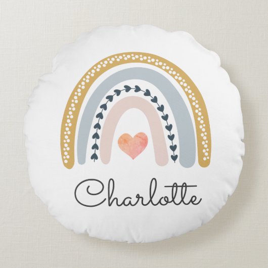 ボホパーソナライズされたウータカラー虹 ラウンドクッション (正面)