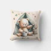 ボホパーソナライズされたグリーンテディベア クッション (正面)