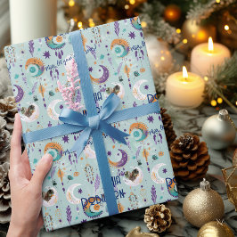 ボホパーソナライズされたシックなギフトラップとライトブルー ラッピングペーパー