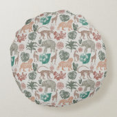 ボホパーソナライズされたジャングルサファリ ラウンドクッション (裏面)