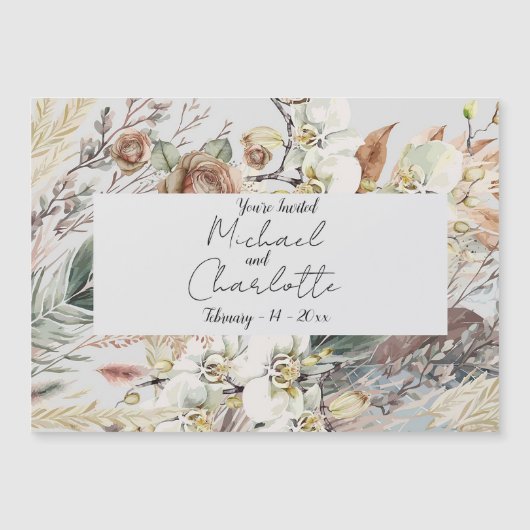 ボホパーソナライズされたスタイル結婚ズ マグネット招待状 (正面)