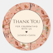 ボホパーソナライズされたテラコッタワイルドフラワーありがとう ラウンドシール (正面)