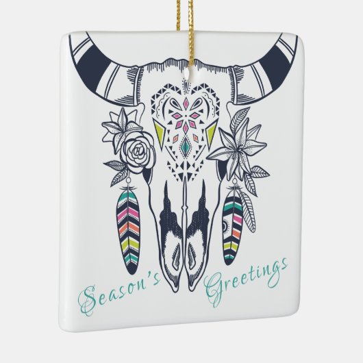 ボホパーソナライズされたトバルスカルターコイズアンドピンク セラミックオーナメント (右)