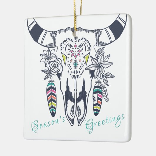 ボホパーソナライズされたトバルスカルターコイズアンドピンク セラミックオーナメント (左)