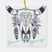 ボホパーソナライズされたトバルスカルターコイズアンドピンク セラミックオーナメント (正面)