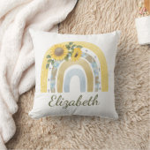 ボホパーソナライズされたヒマワリ虹名少女 クッション (ブランケット)