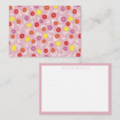 ボホパーソナライズされたピンクのモダン花柄 ノートカード (正面/裏面)