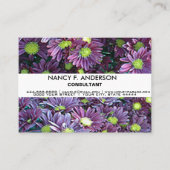ボホパーソナライズされたブラック&パープルデイズフローラ 名刺 (正面)