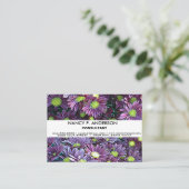 ボホパーソナライズされたブラック&パープルデイズフローラ 名刺 (スタンド正面)