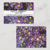 ボホパーソナライズされたブラック&パープルデイズフローラ 名刺 (正面/裏面)