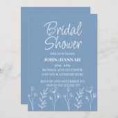 ボホパーソナライズされたペリウィンクルフローラブライダルシャワー 招待状 (正面/裏面)