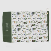 ボホパーソナライズされたポッテッドハウスプラントパターン ゴルフタオル (横)