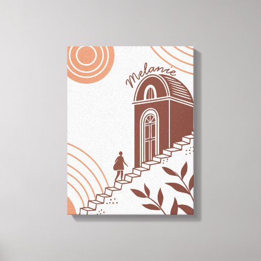 ボホパーソナライズされたモダンボタニカルミニマル主義者 キャンバスプリント (正面)