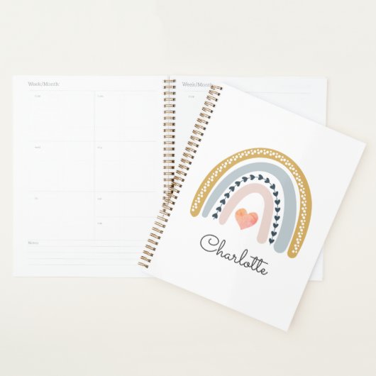 ボホパーソナライズされたレインボーウォーター色 プランナー手帳 (ディスプレー)