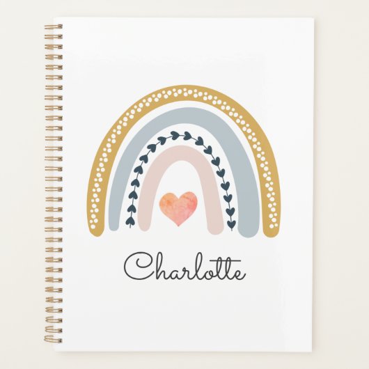 ボホパーソナライズされたレインボーウォーター色 プランナー手帳 (正面)