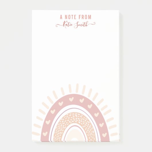 ボホパーソナライズされたレインボーカリグラフィー先生 ポストイット (正面)